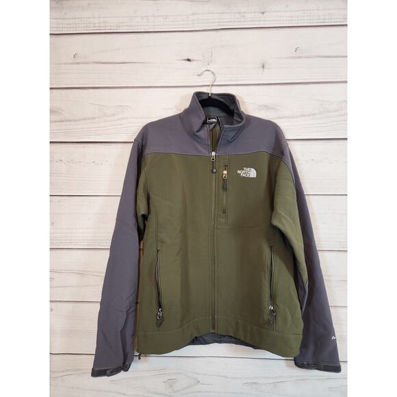The North Face Mens Green Gray Long Sleeve Soft Shell Full Zip Jacket Sz Medium‎ - Picture 1 of 6
